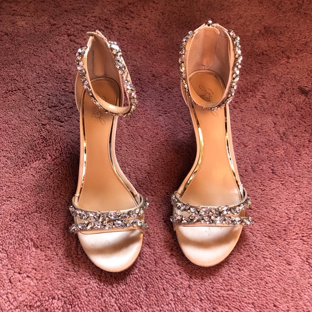 Badgley Mischa Champagne Jewel Embellished Heels 9
